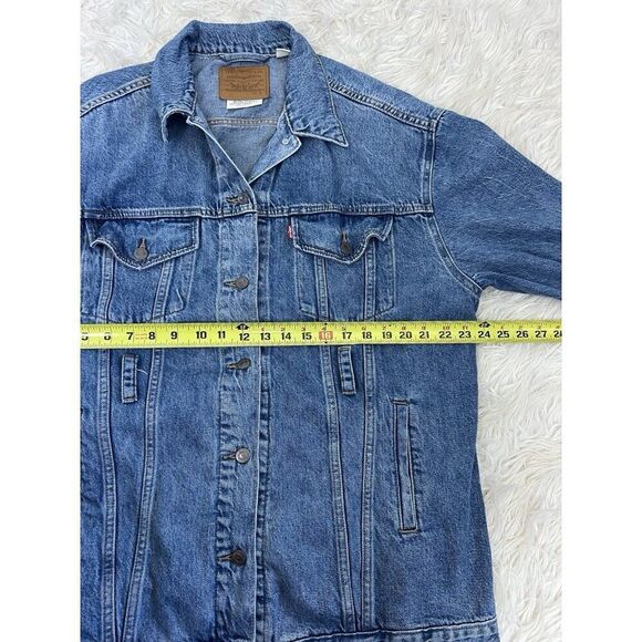 Levi's Premium Men’s Original Dark Blue Denim Trucker Jean Jacket Size Small - Picture 5 of 10